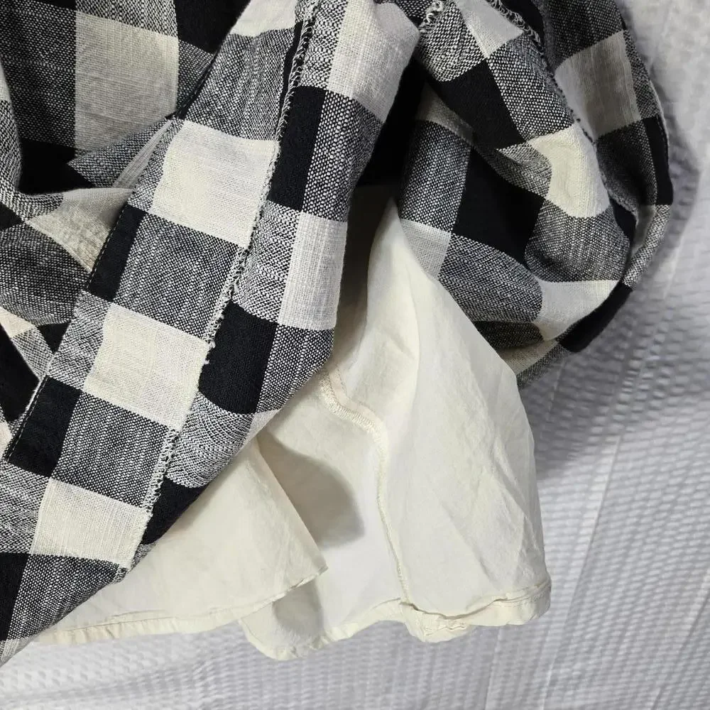 Rachel Roy XXL Black White Gingham Cotton Midi Dress Button Front Pockets - Picture 6 of 9